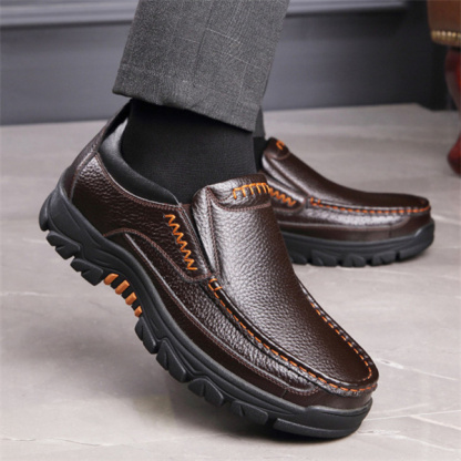 Mens Genuine Leather Waterproof Non-slip Soft Insole Casual Shoes-caipcmall
