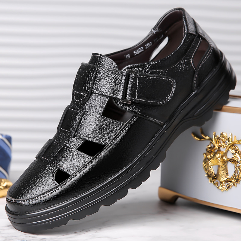Men's outdoor casual genuine leather comfortable non-slip sandals-caipcmall