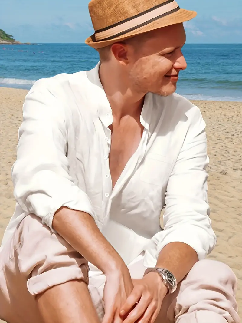 MARCO LUCA | Cotton Linen Henley Shirt