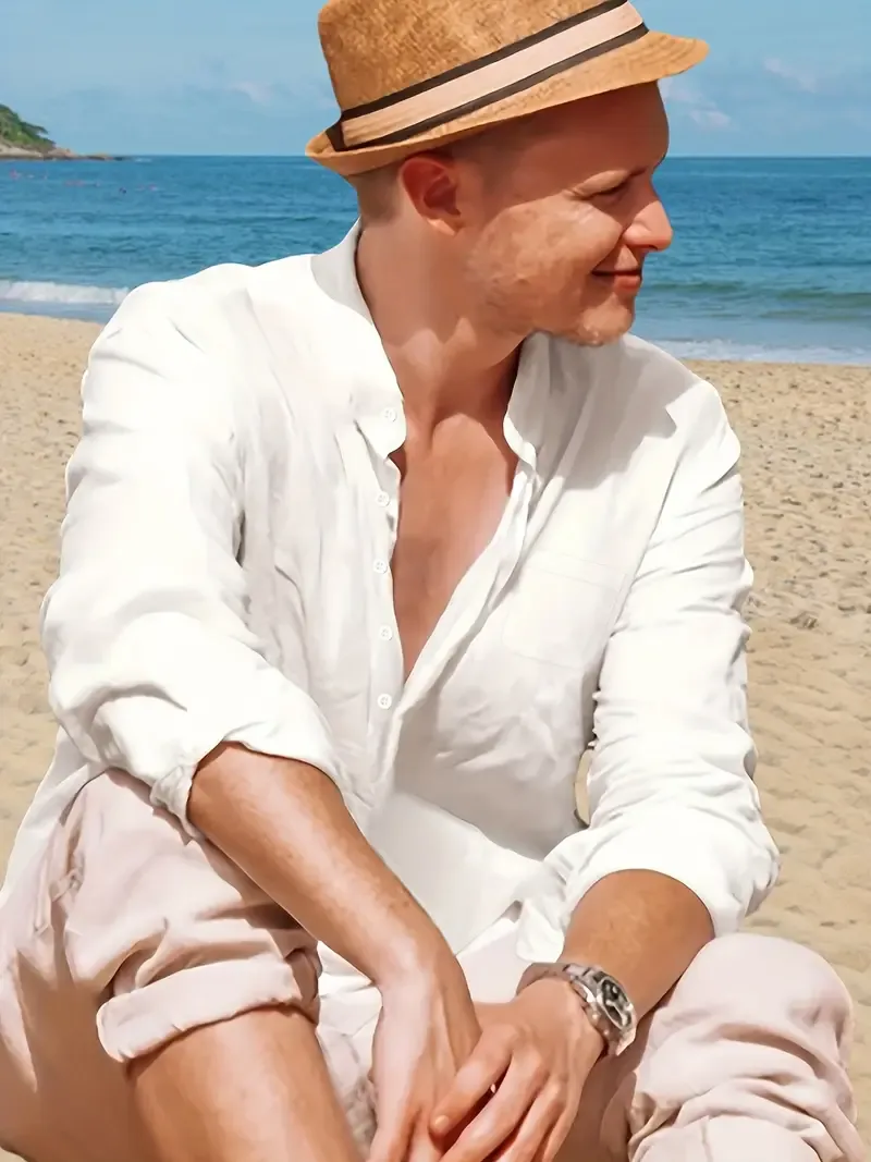 MARCO LUCA | Cotton Linen Henley Shirt