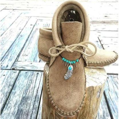 2022 Women Cowhide Leather Flat Heel Boots