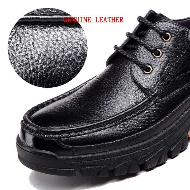 Mens Waterproof Non Slip Soft Sole Casual Genuine Leather Oxfords-caipcmall