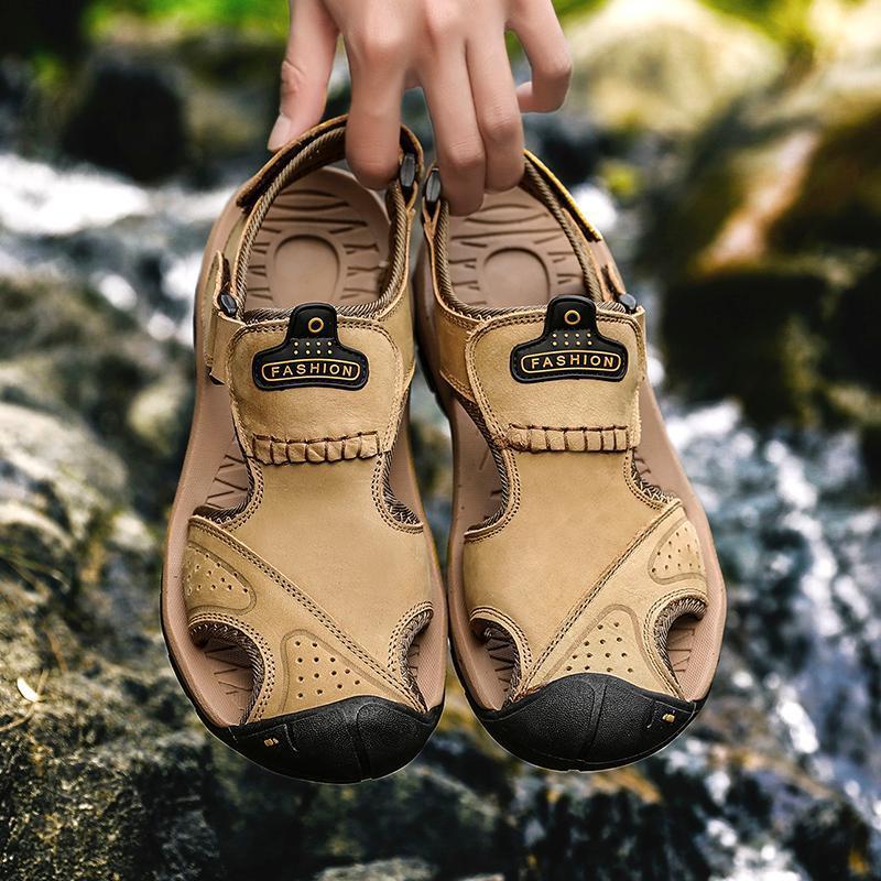 Men's Summer Breathable Leather Casual Outdoor Beach Sandals-caipcmall