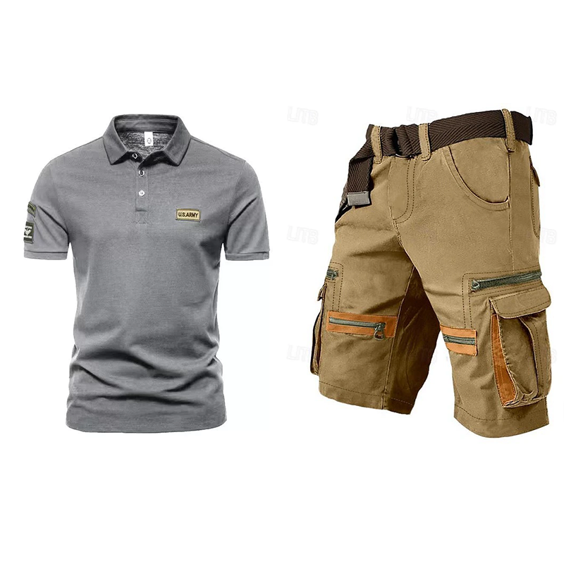 Men's outdoor multi-pocket short work suit