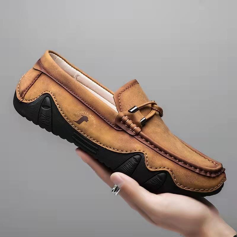 🎉 Mens Genuine Leather Breathable Soft Sole Casual Slip On Loafers