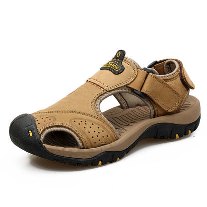 Men‘s Outdoor Casual Leather Beach Sandals-caipcmall
