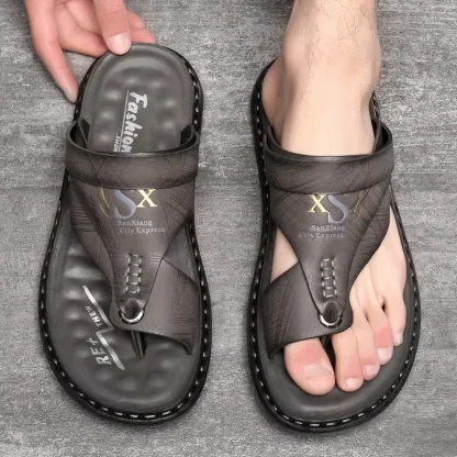 🔥LAST DAY 50% OFF - Men's Large Size Soft Leather Breathable Outdoor Beach Sandals Slippers-caipcmall