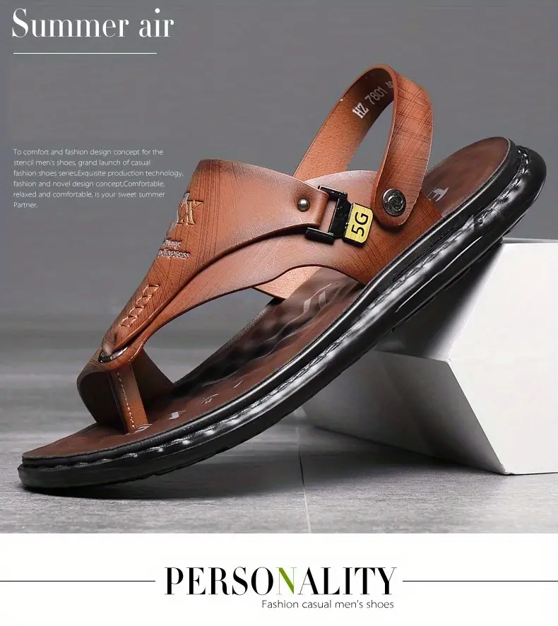 🔥LAST DAY 50% OFF - Men's Large Size Soft Leather Breathable Outdoor Beach Sandals Slippers-caipcmall