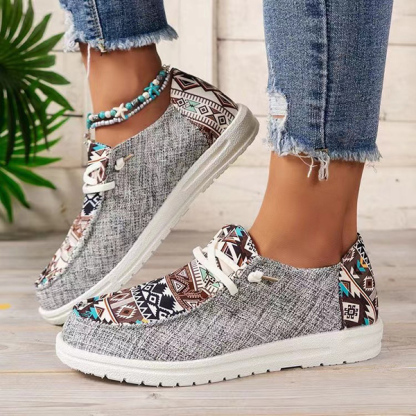 Women's Casual Comfy Tribal Pattern Canvas Shoes-caipcmall