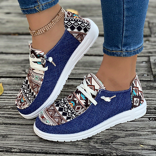 Women's Casual Comfy Tribal Pattern Canvas Shoes-caipcmall