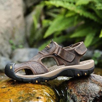 Men's Summer Breathable Leather Casual Outdoor Beach Sandals-caipcmall
