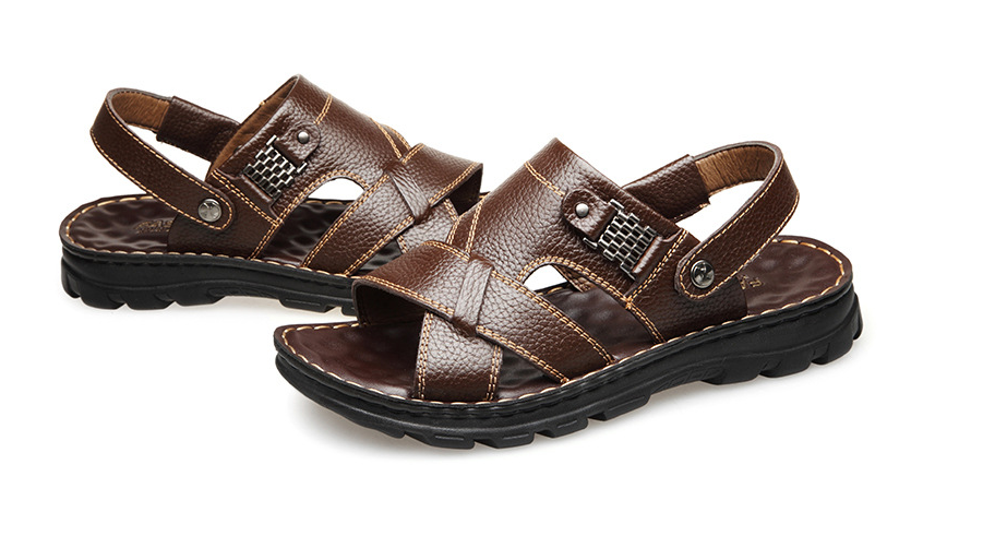 🔥Hot Sale🎁--50% OFF 🎉 Mens Casual Comfy Soft Sole Non-Slip Closed Toe Leather Sandals-caipcmall