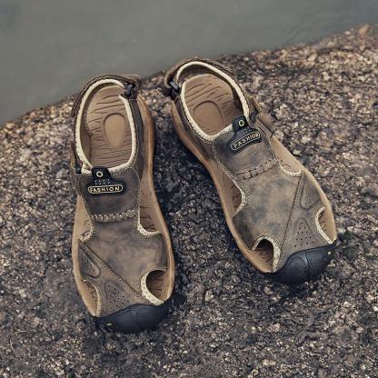 Men's Summer Breathable Leather Casual Outdoor Beach Sandals-caipcmall
