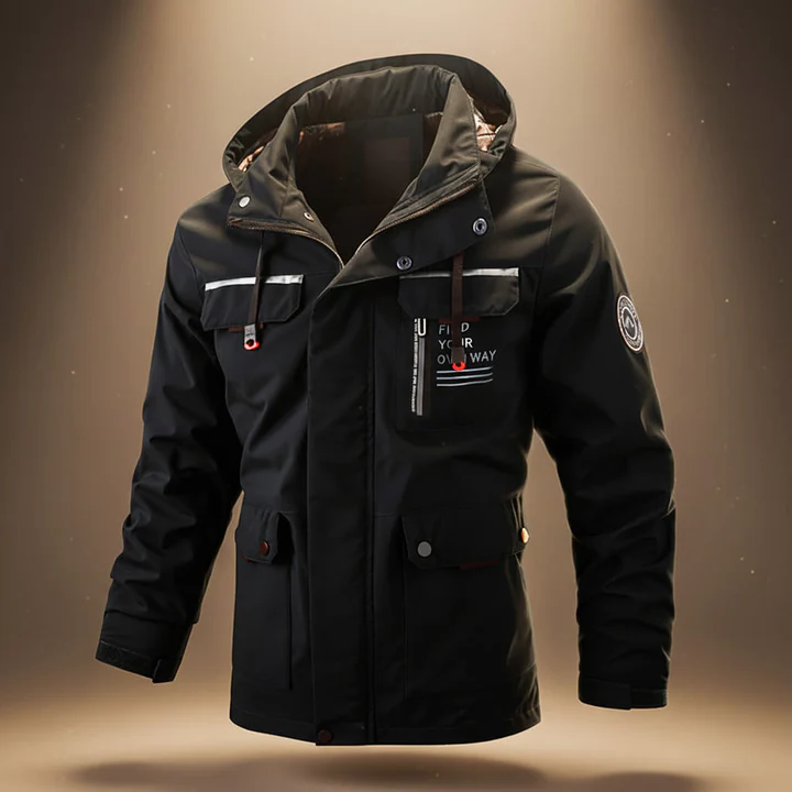 CLEARANCE SALE🔥Men's outdoor fleece-lined hooded windbreaker
