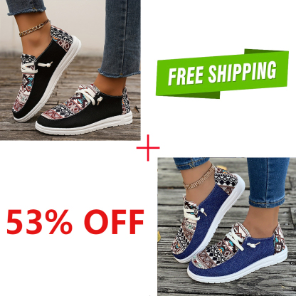 Women's Casual Comfy Tribal Pattern Canvas Shoes-caipcmall