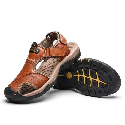 Men's Summer Breathable Leather Casual Outdoor Beach Sandals-caipcmall