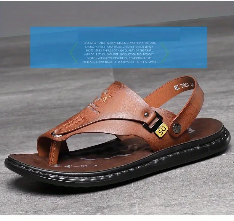 🔥LAST DAY 50% OFF - Men's Large Size Soft Leather Breathable Outdoor Beach Sandals Slippers-caipcmall