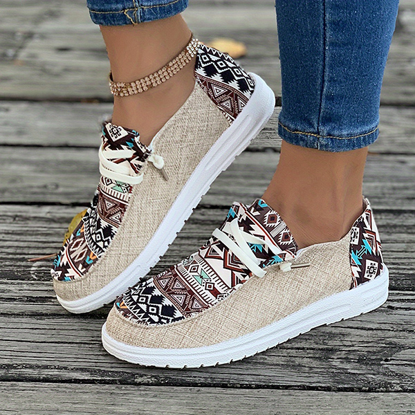 Women's Casual Comfy Tribal Pattern Canvas Shoes-caipcmall