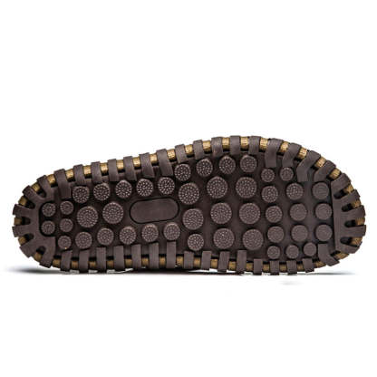 2024 Summer Plus Size Hand-made Genuine Leather Men Slippers Beach Sandals-caipcmall