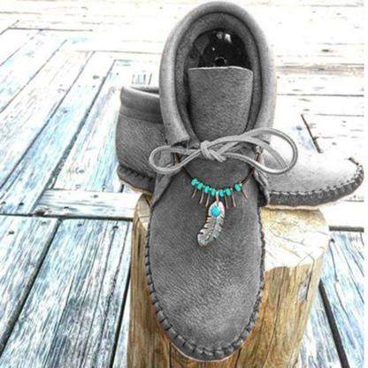 2022 Women Cowhide Leather Flat Heel Boots