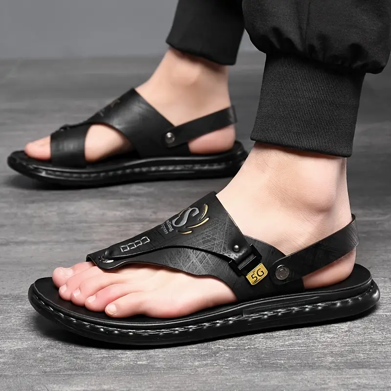 🔥LAST DAY 50% OFF - Men's Large Size Soft Leather Breathable Outdoor Beach Sandals Slippers-caipcmall