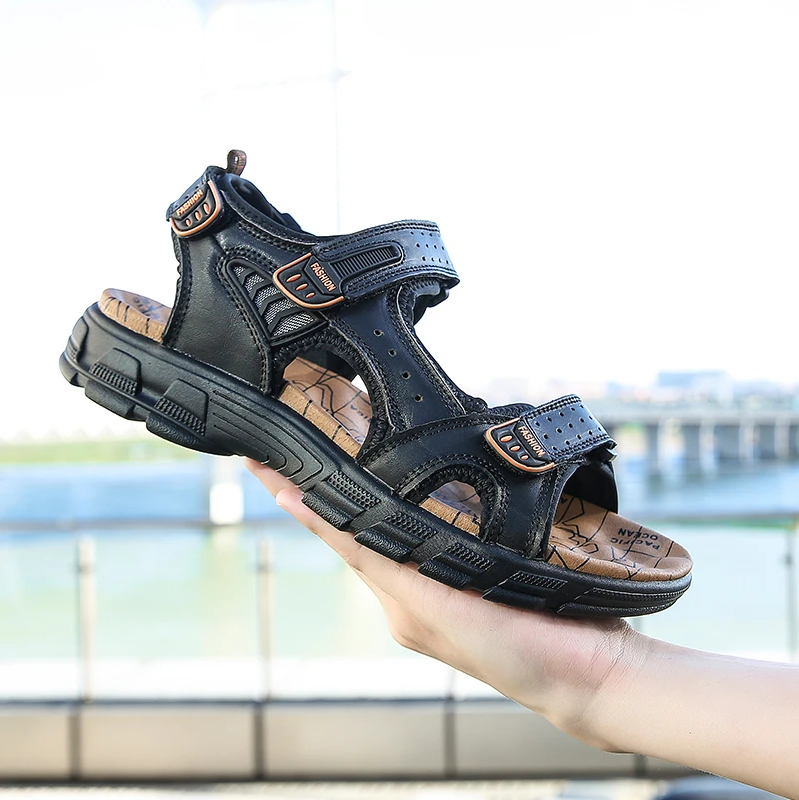 🌴Summer Sale🎁--50% OFF 🎉 Men Outdoor Casual Leather Comfy Non-Slip Beach Sandals-caipcmall