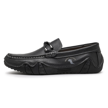 🎉 Mens Genuine Leather Breathable Soft Sole Casual Slip On Loafers