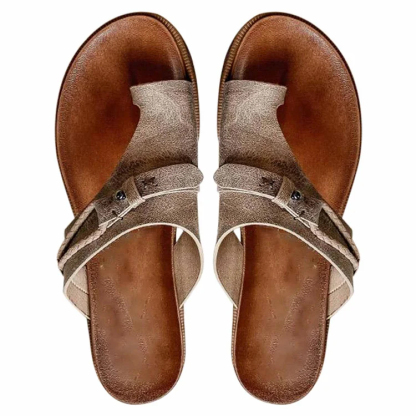 Genuine Leather Summer Ladies Orthopedic Casual Toe Separation Slippers With Arch Support