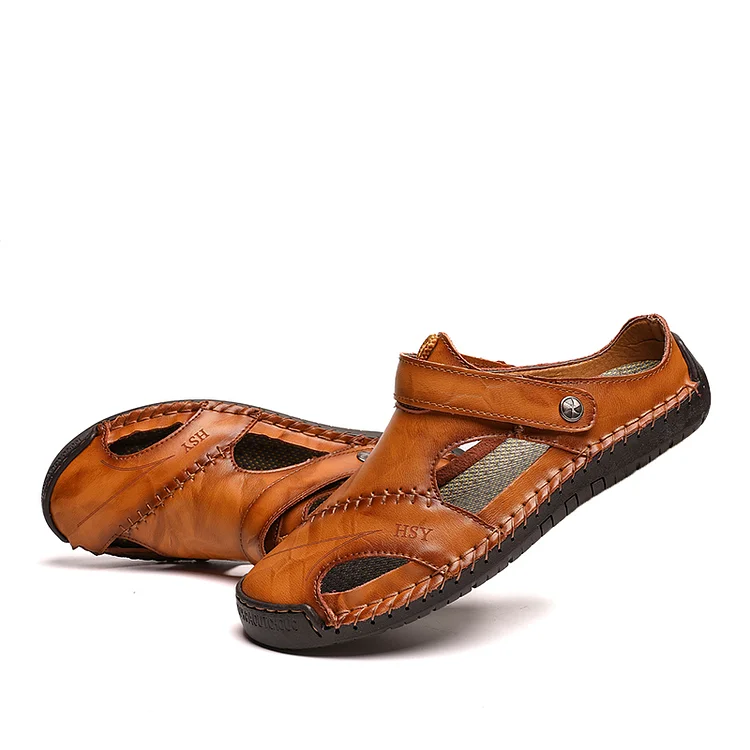 🔥On This Week Sale 70% OFF🔥Mens Casual Comfy Leather Slip On Sandals, Comfy Orthopedic Walking Shoes-caipcmall