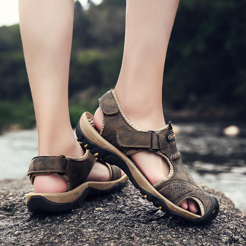 Men's Summer Breathable Leather Casual Outdoor Beach Sandals-caipcmall