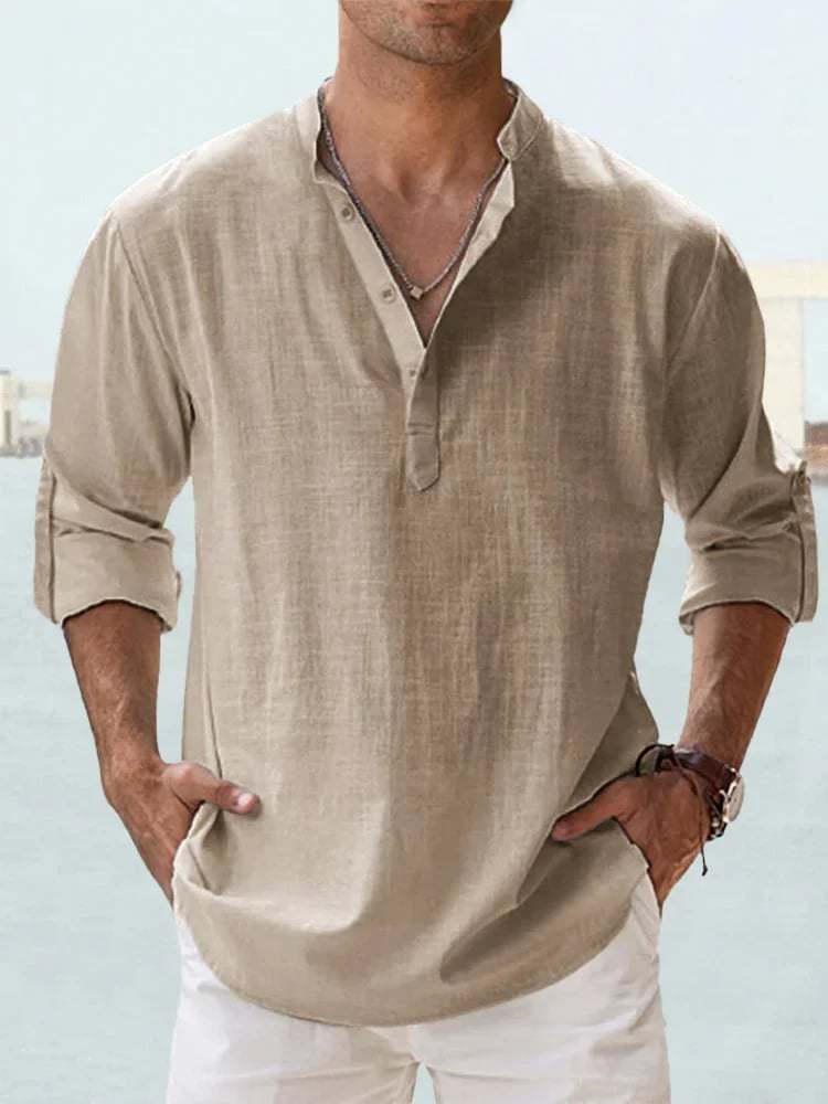 🔥 Men's Cotton Linen Casual Long Sleeve Shirt