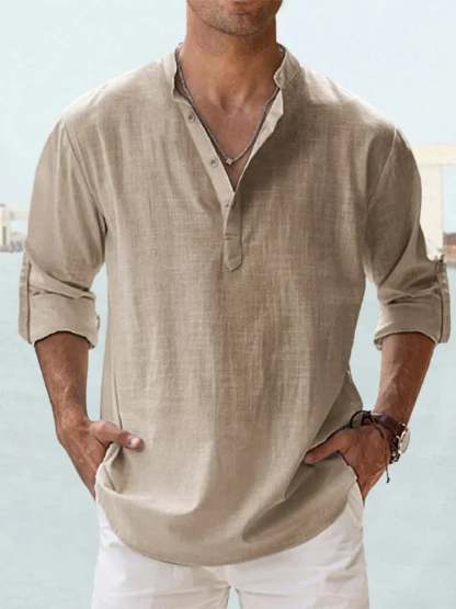 🔥 Men's Cotton Linen Casual Long Sleeve Shirt