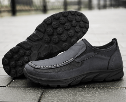 Mens Waterproof Soft Sole Sneakers Slip On Leather Loafers-caipcmall