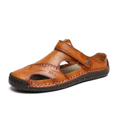 🔥On This Week Sale 70% OFF🔥Mens Casual Comfy Leather Slip On Sandals, Comfy Orthopedic Walking Shoes-caipcmall