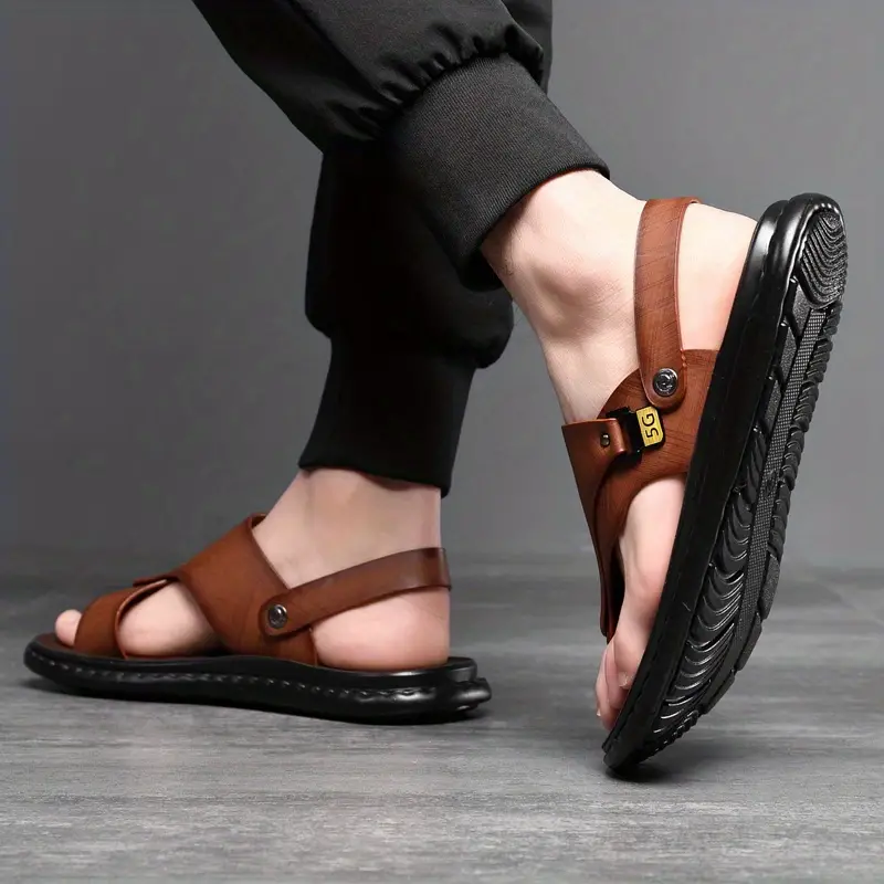 🔥LAST DAY 50% OFF - Men's Large Size Soft Leather Breathable Outdoor Beach Sandals Slippers-caipcmall