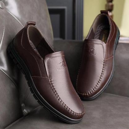 Mens Genuine Leather Soft Inslole Non Slip Casual Business Shoes-caipcmall