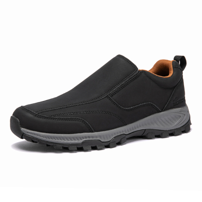 MEN'S COMFORTABLE GENUINE LEATHER SLIP-ON SNEAKERS WITH ARCH SUPPORT AND SHOCK ABSORPTION-caipcmall