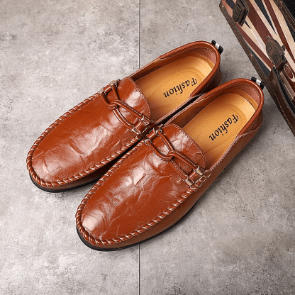 Genuine Leather Comfy Casual Business Slip On Loafer Moccasins Shoes-caipcmall