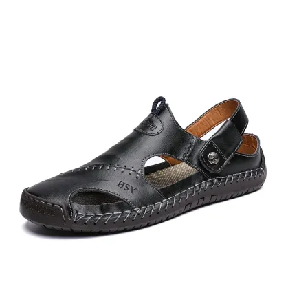 🔥On This Week Sale 70% OFF🔥Mens Casual Comfy Leather Slip On Sandals, Comfy Orthopedic Walking Shoes-caipcmall