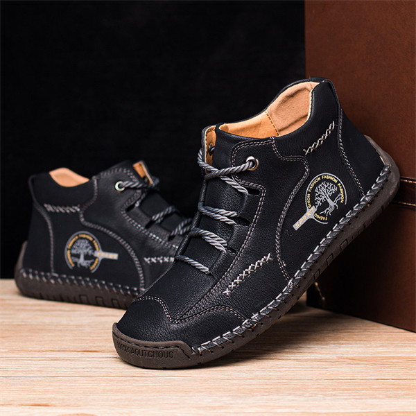 Men's Stylish Casual Comfy Soft Sole waterproof non-slip Leather Ankle Boots-caipcmall