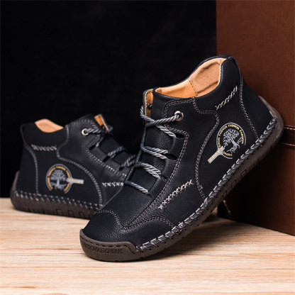 Men's Stylish Casual Comfy Soft Sole waterproof non-slip Leather Ankle Boots-caipcmall