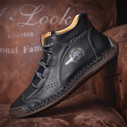 Men's Stylish Casual Comfy Soft Sole waterproof non-slip Leather Ankle Boots-caipcmall