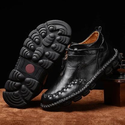 Mens Hand Stitching Non-Slip Soft Sole Genuine Leather Ankle Chukka Boots-caipcmall
