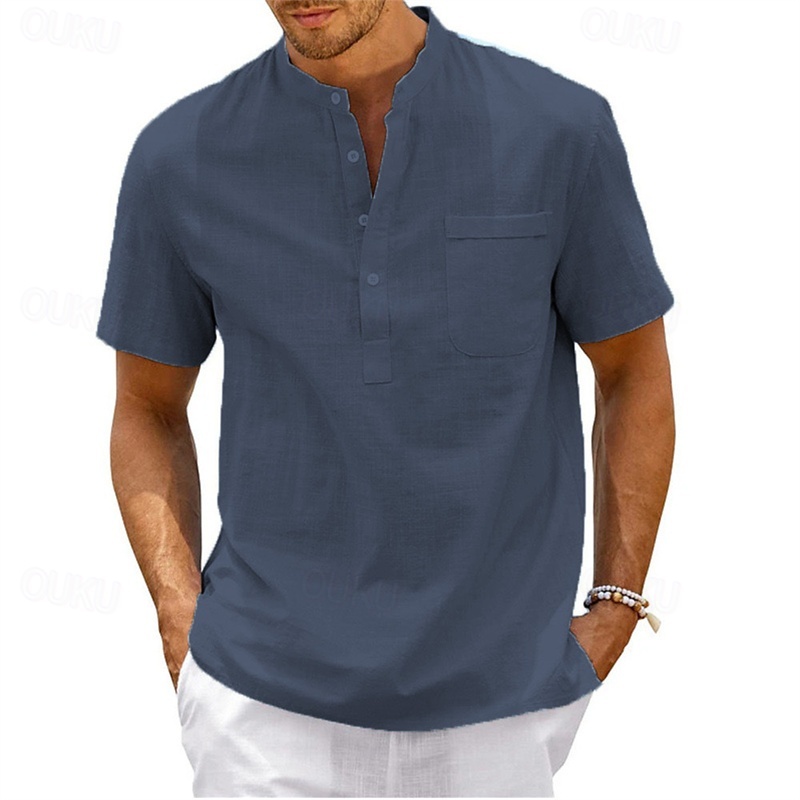 MARCO LUCA | Men's cotton and linen short-sleeved shirt