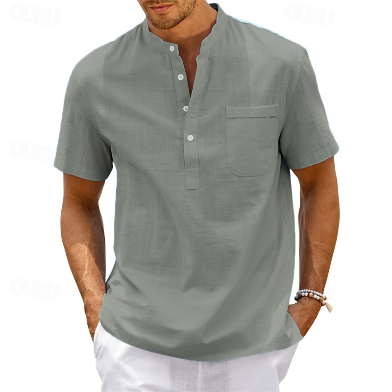 MARCO LUCA | Men's cotton and linen short-sleeved shirt