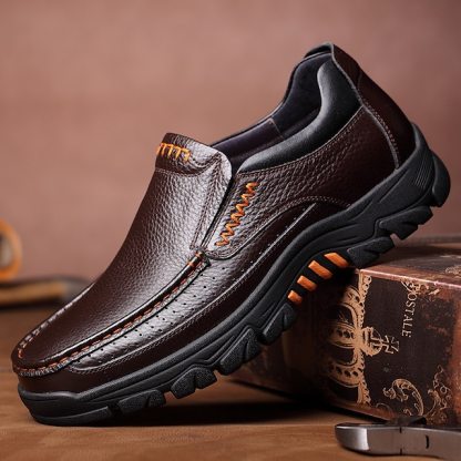 Mens Genuine Leather Waterproof Non-slip Soft Insole Casual Shoes-caipcmall