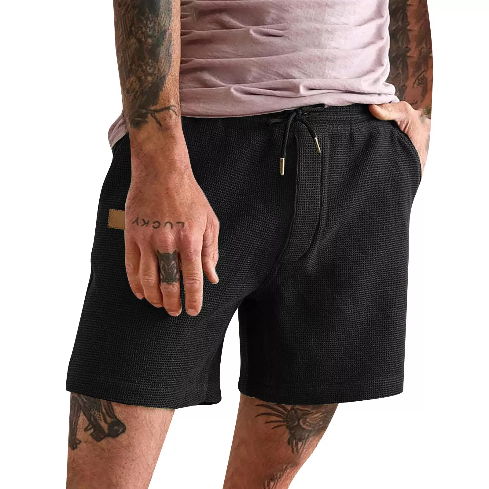 Men's casual solid color loose shorts