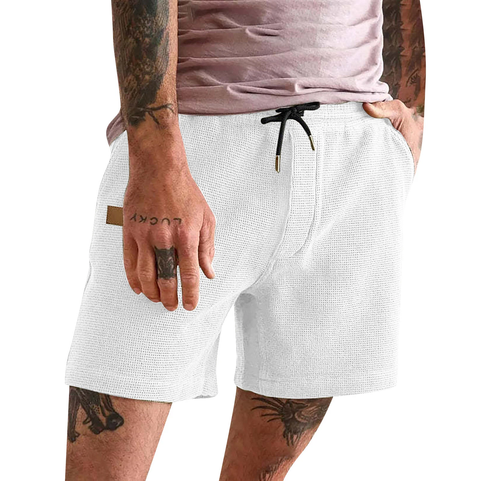 Men's casual solid color loose shorts
