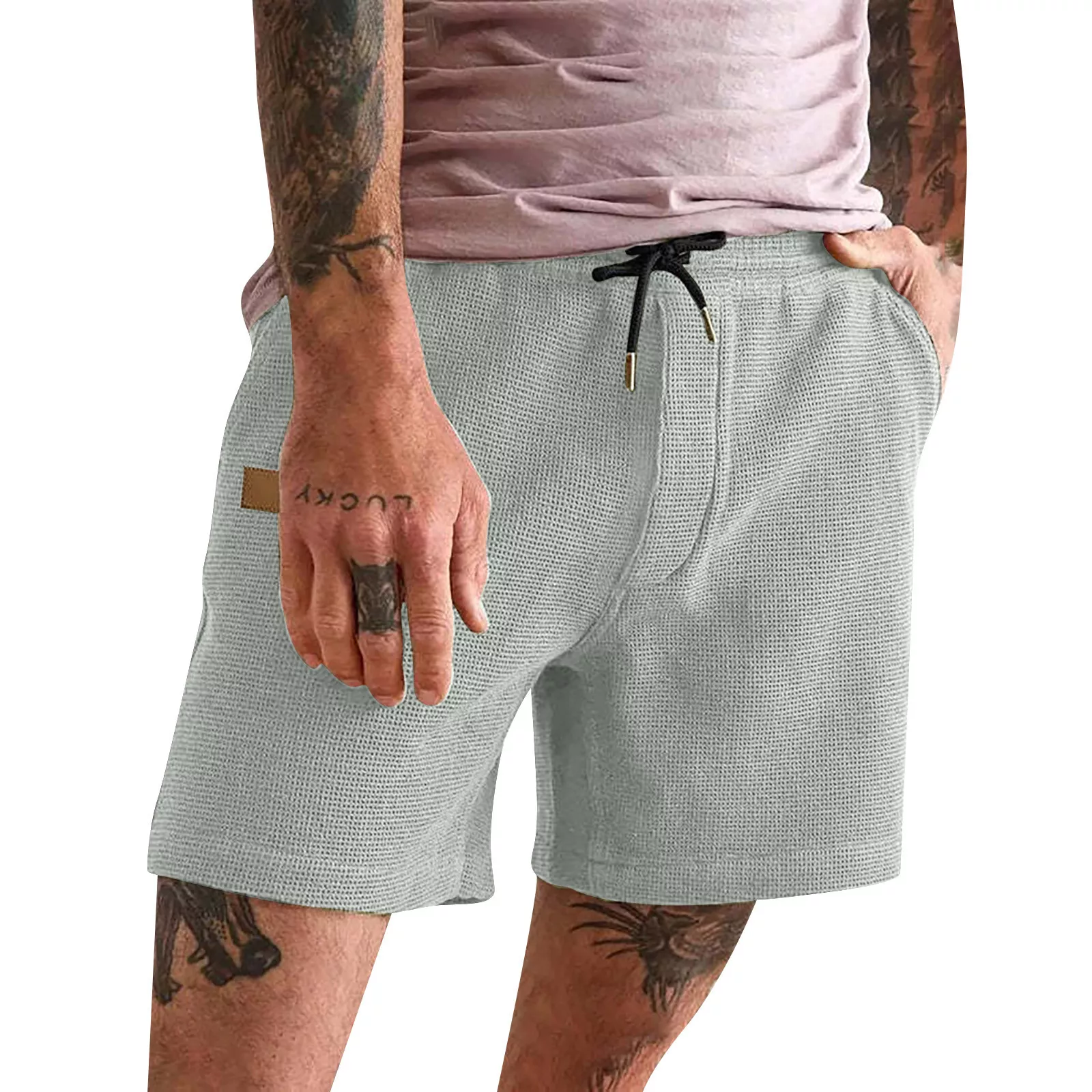 Men's casual solid color loose shorts