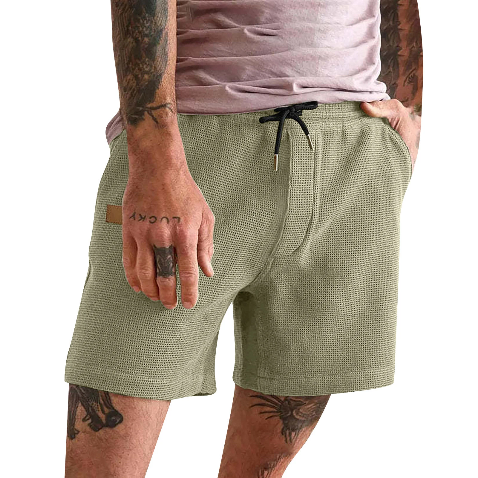 Men's casual solid color loose shorts
